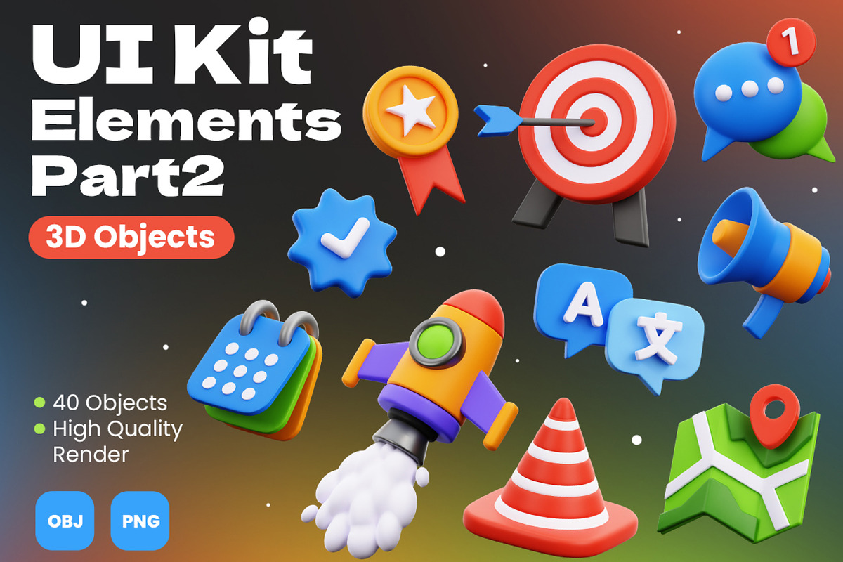 UI KIT Elements 3D Icons, an Object 3D Model by Rakata Studio (Photo 1 of 7)