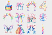 Watercolor Pastel Birthday Clipart, a Seasonal Illustration by Design Market (Thumbnail 4 of 5)