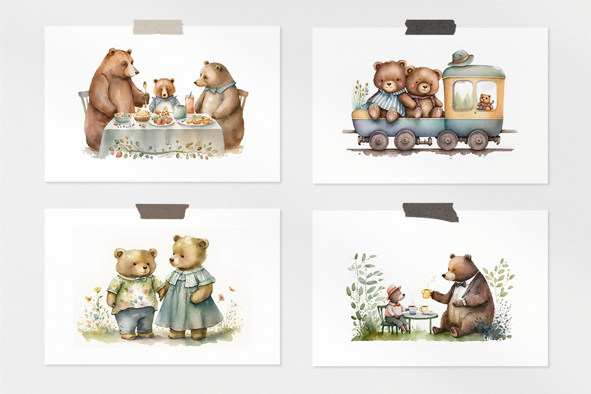 Cute Bears Watercolor Collection, a Decorative Illustration by artsy-fartsy (Photo 8 of 12)