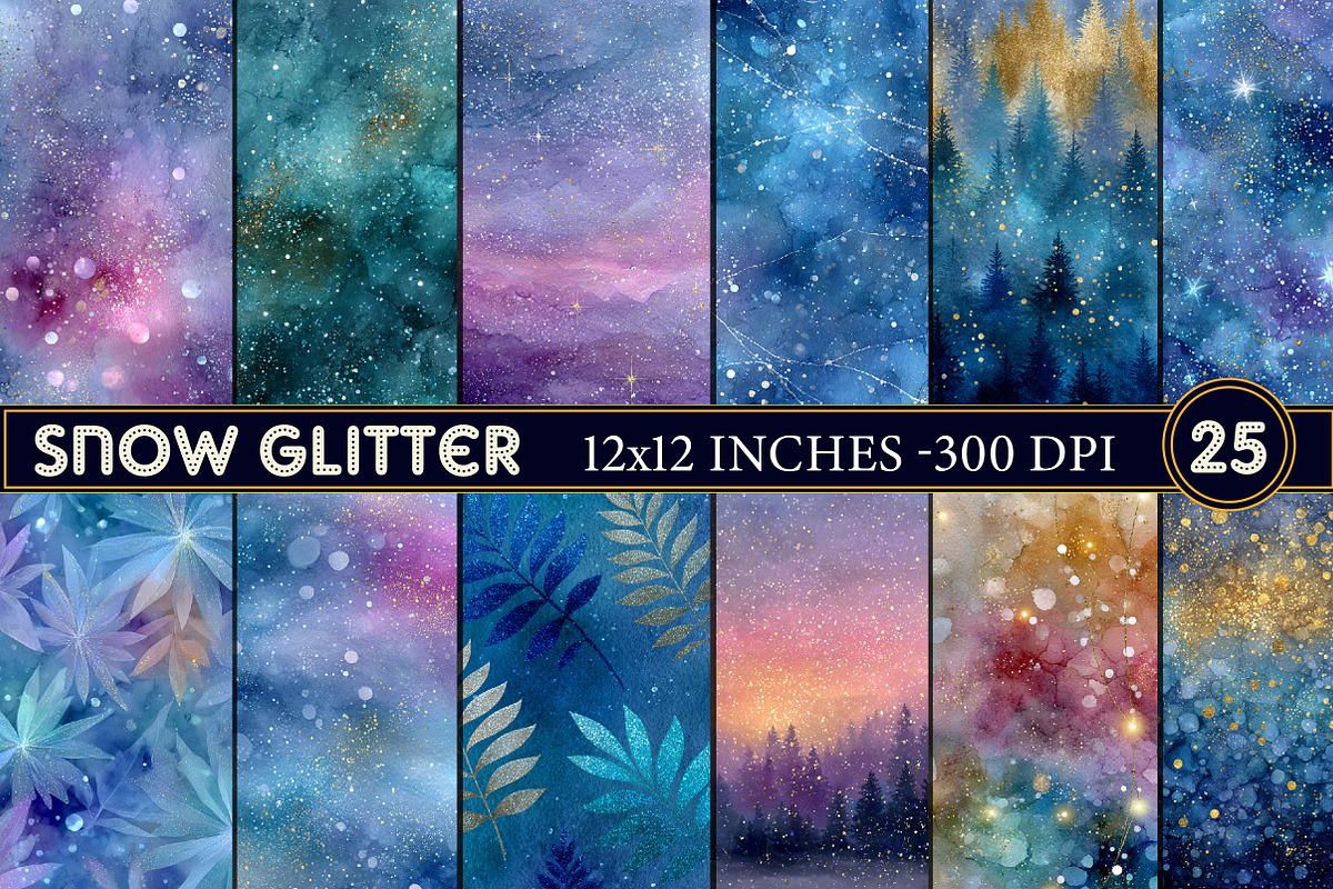Snow Glitter Textures Digital Paper, an Illustration by Designworld (Photo 1 of 7)