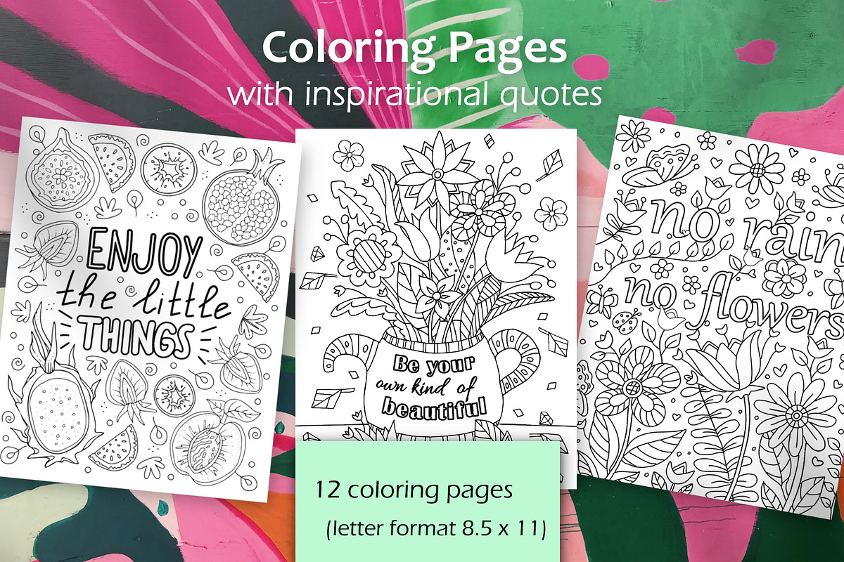 Coloring Pages Inspirational quotes, an Illustration by ChristinaDesigns (Photo 1 of 7)