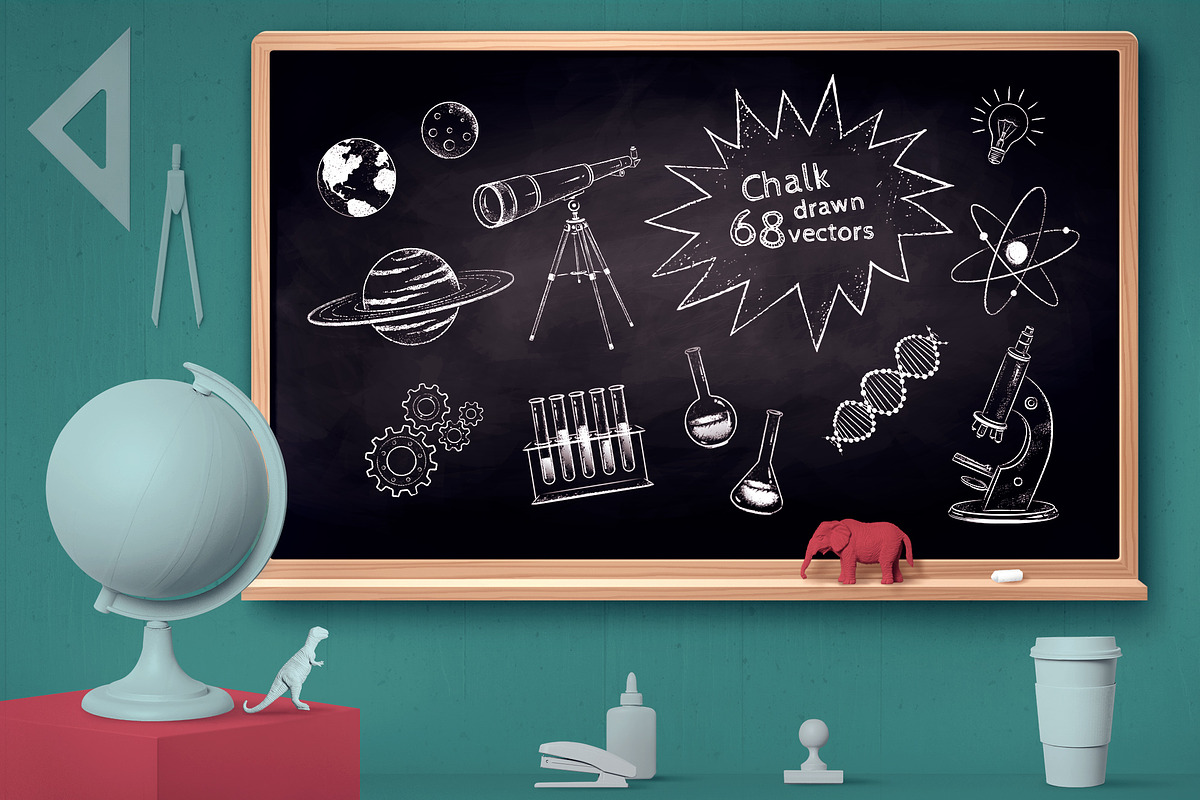 Chalked education set (BW), an Object Graphic by Sonya Illustrations (Photo 4 of 8)
