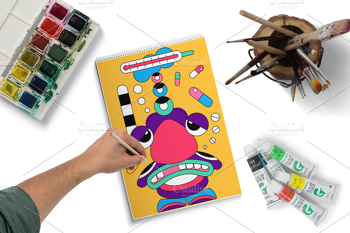 Cartoon posters with emotions. Art., a Decorative Illustration by KENO Mascots (Photo 3 of 4)