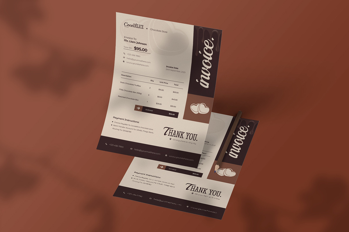 Delicious Choco - Invoice Template, a Stationery Template by VUNIRA
