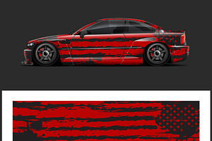 Car Decal Wrap Design American Flag