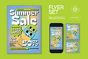 Blue Quirky Summer Sale Flyer Set, a Flyer Template by graphicook (Thumbnail 1 of 3)