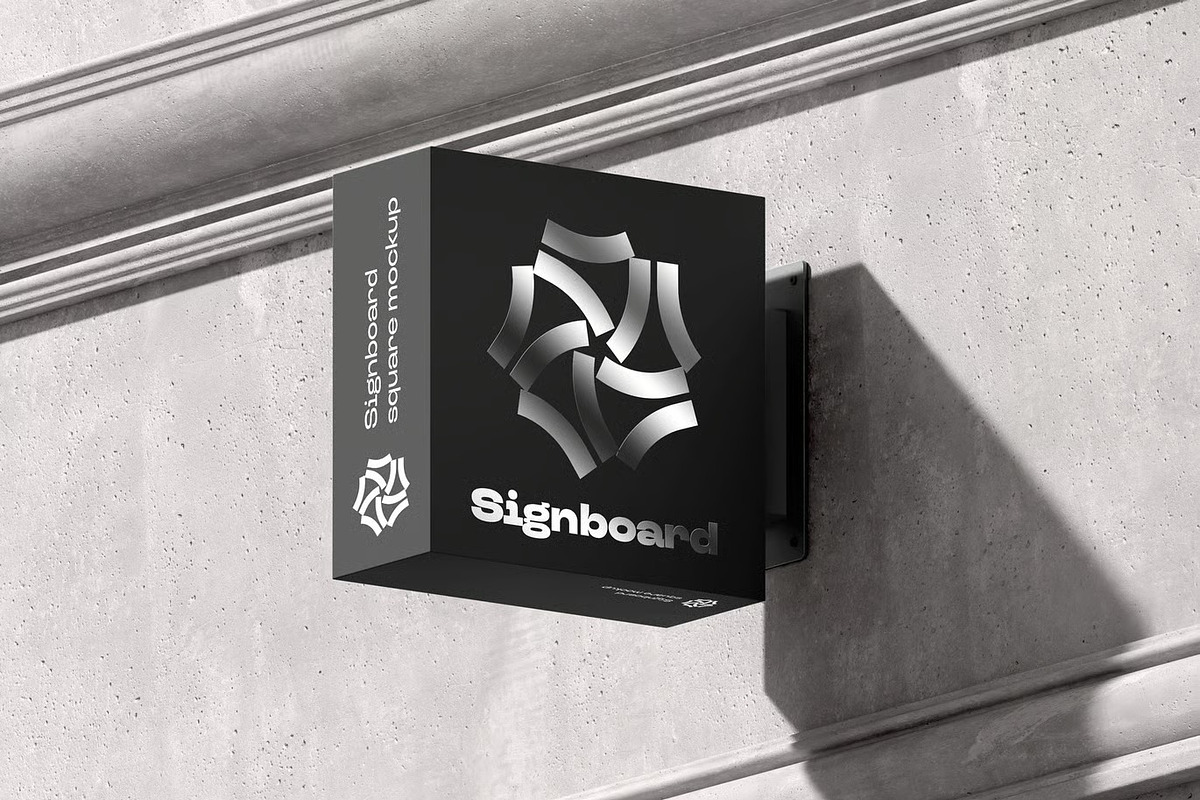 Signboard Square Mock-up, an Advertising Mockup by zippypixelstudio (Photo 9 of 15)