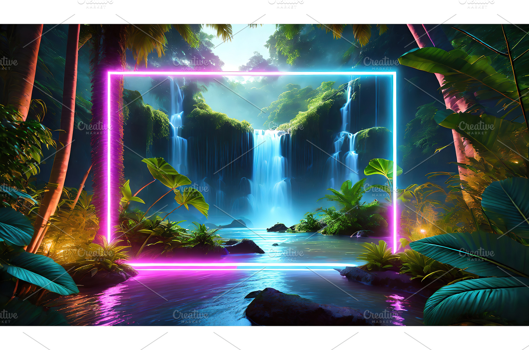 A mystical neon-framed tropical, a Beauty & Fashion Photo by Igor Tichonow