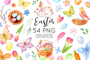 Happy Easter. Watercolor PNG Clipart