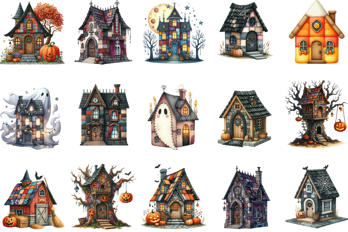 Patchwork Halloween House Clipart, an Illustration by Designking (Photo 2 of 4)