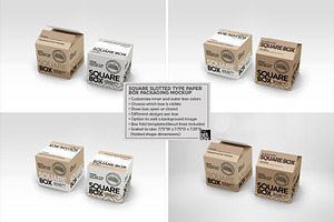 Square Slotted-Type Paper Box Mockup