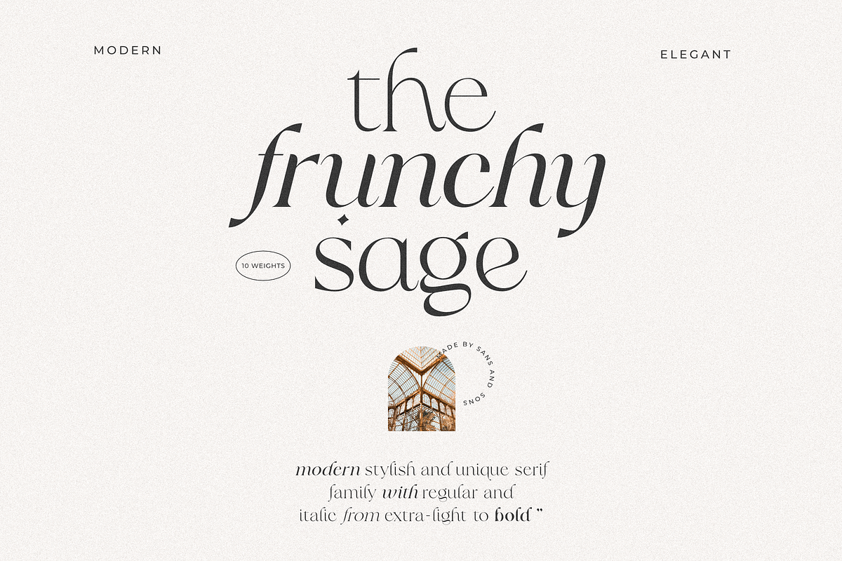 Frunchy Sage - Modern Serif Family, a Serif Font by Sans & Sons (Photo 1 of 11)