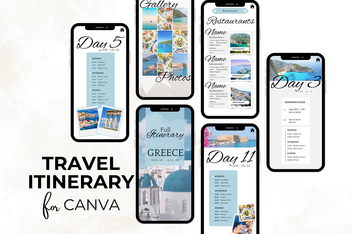 20 Pages Travel Itinerary Template, a Templates & Theme by Digital By Nikoleta (Photo 1 of 11)