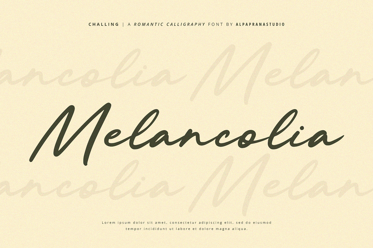 Challing - Romantic Calligraphy Font, a Script Font by Alpaprana (Photo 5 of 12)