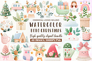 Cute Boho Christmas Clipart, an Illustration by Sublimation Artist (Thumbnail 1 of 6)