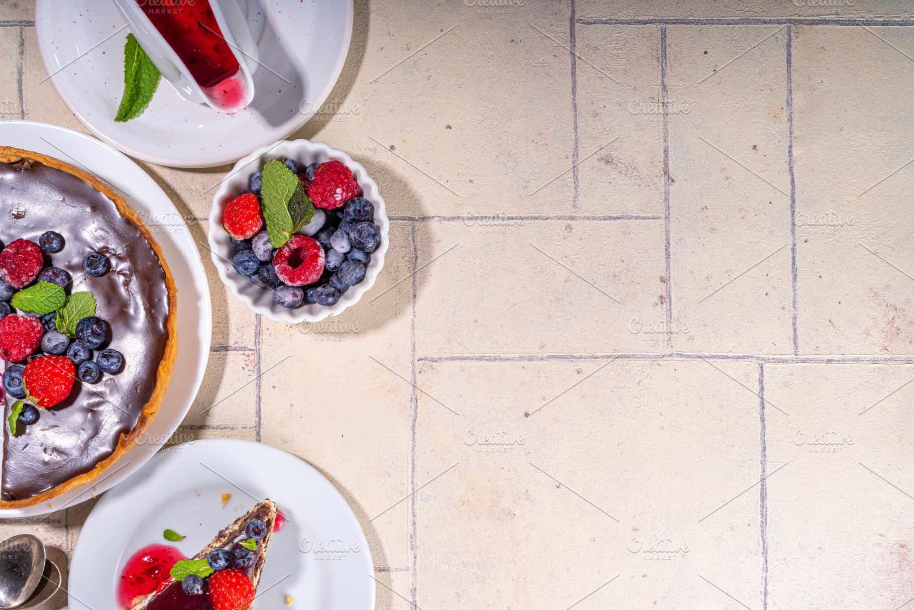 Homemade cheesecake with chocolate and berry, a Food & Drink Photo by Rimma