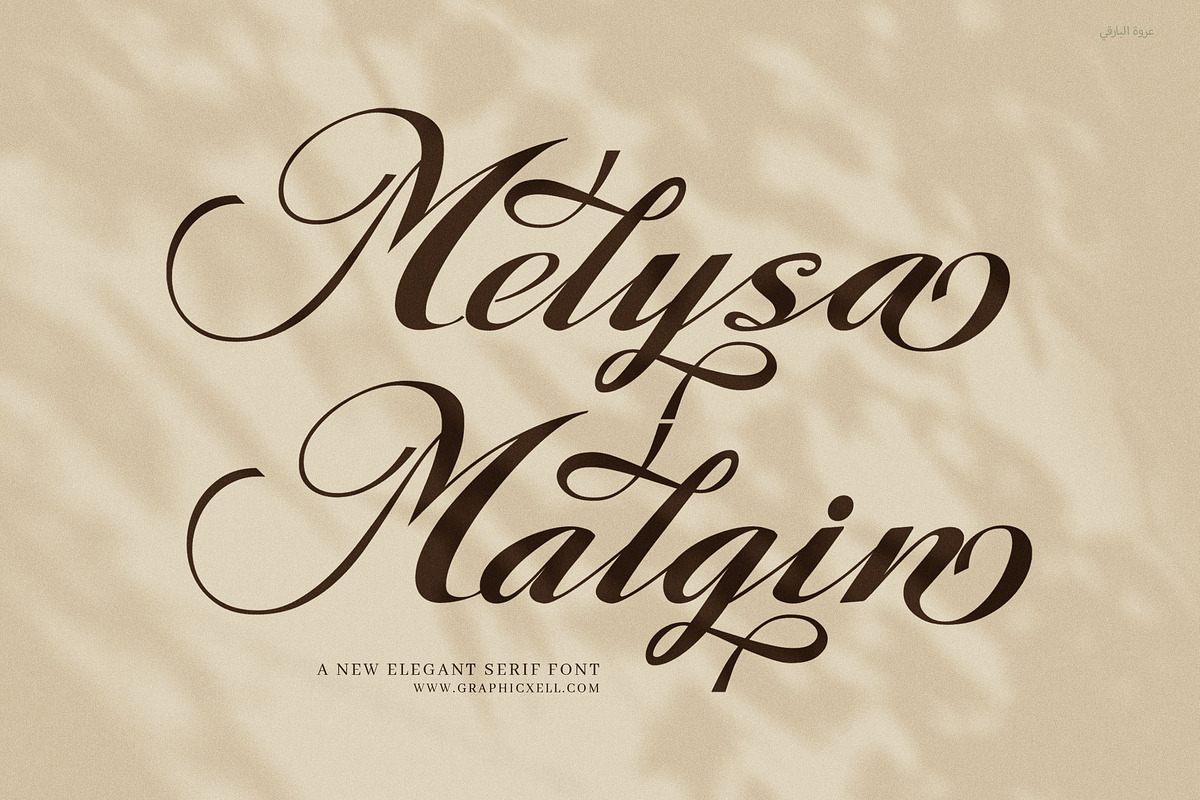 Melysa Malgin Script Font, a Script Font by Graphicxell (Photo 1 of 8)