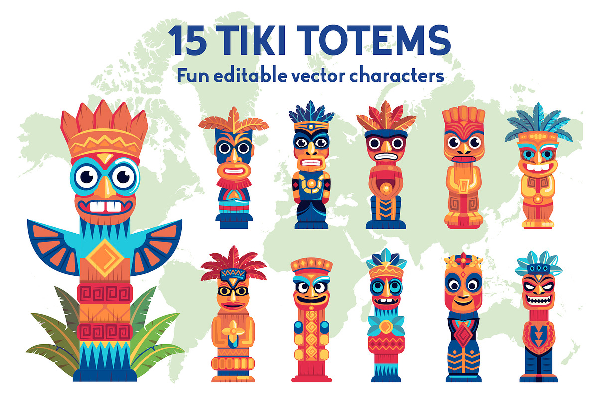 Tropical Set - Totems & Surfboards, an Object Illustration by Lettering_Logo (Photo 2 of 8)