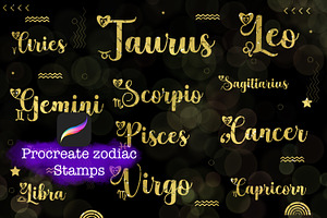 Procreate Zodiac Stamps,Zodiac Signs