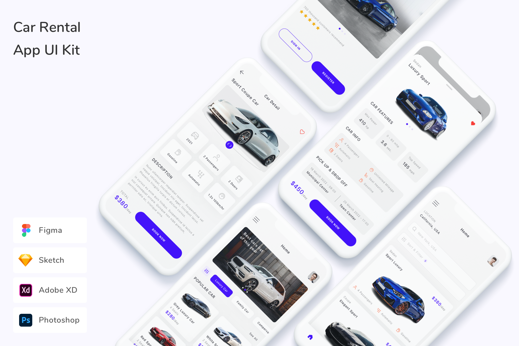 Car Rental App UI Kit, an UI Kit Template by Betush