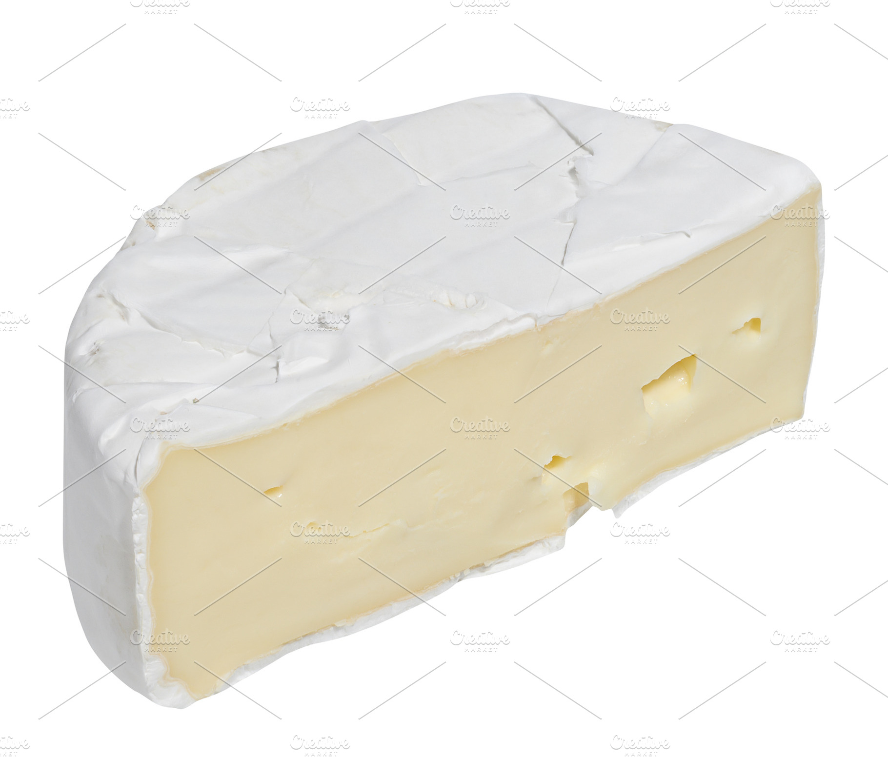 Half a head of Camembert cheese on an isolated background, a Food & Drink Photo by ndanko