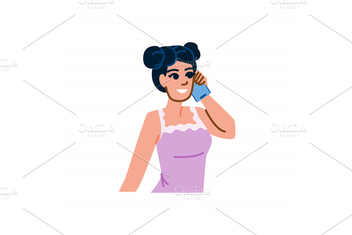 Young woman talking on mobile phone, a Person Illustration by pikepicture