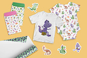 Watercolor dinosaur set, an Animal Illustration by CreativeByLu (Thumbnail 8 of 9)