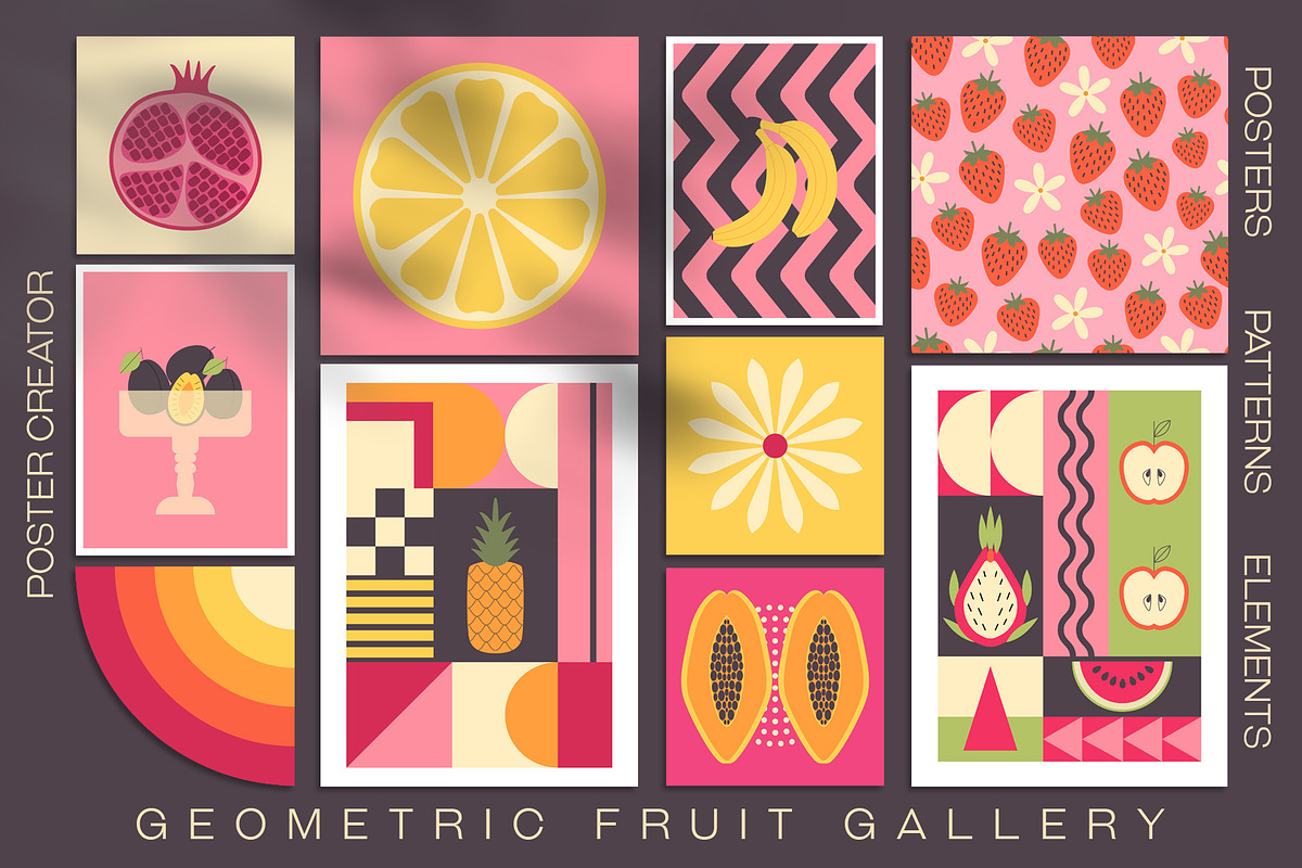 Geometric Retro Fruit Poster creator, an Object Graphic by Sofico (Photo 1 of 18)