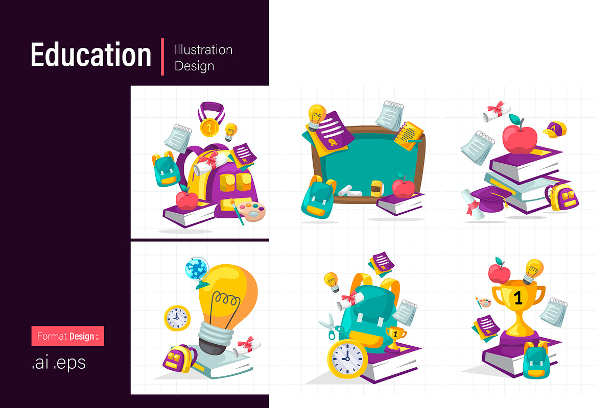 Education Illustration Design Set, an Education Illustration by shin_std