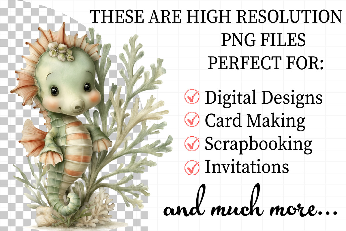 Summer Funny Seahorse Clipart, an Illustration by Daily.Designs (Photo 2 of 8)