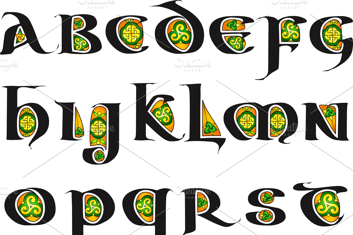 Aon Durrow Decorated Letters-Irish, a Decorative Illustration by AonCelticArt (Photo 1 of 5)