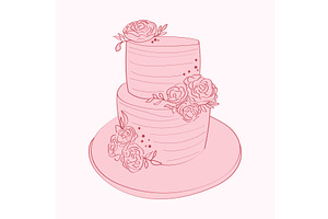 Pink Cake With Roses