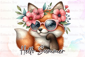 Hello Summer Fox Sublimation PNG, an Illustration by Sublimation Artist