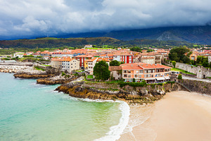 Llanes beach aerial view, Spain, a Photo by saiko3p
