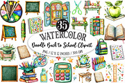 Doodle Back to School Clipart, a Seasonal Illustration by Designking (Thumbnail 1 of 5)