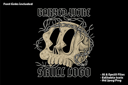 Skull Surrounded by Barbed Wire