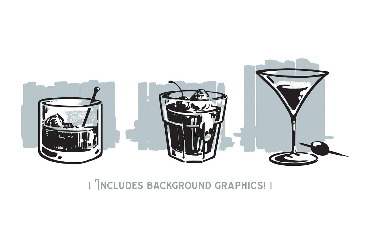 Hand drawn bar drinks illustrations, a Food Illustration by Serifs & Whiskey (Photo 2 of 3)