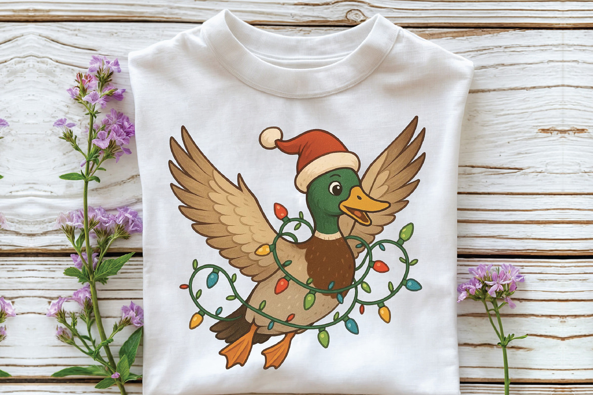 Flying Christmas Duck Design PNG, an Illustration by CraftArtStudio (Photo 3 of 4)
