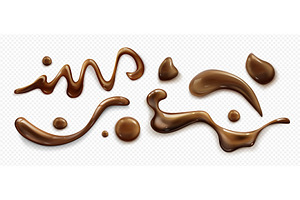 Liquid chocolate splashes set on, a Food Illustration by art PVP - market
