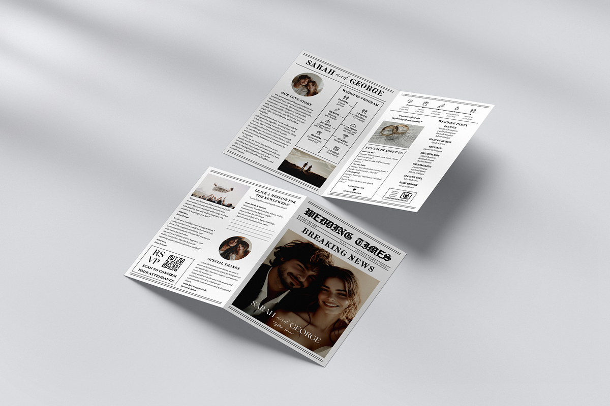 Newspaper Wedding Program, an Invitation Template by ZoloDesignHub (Photo 6 of 9)