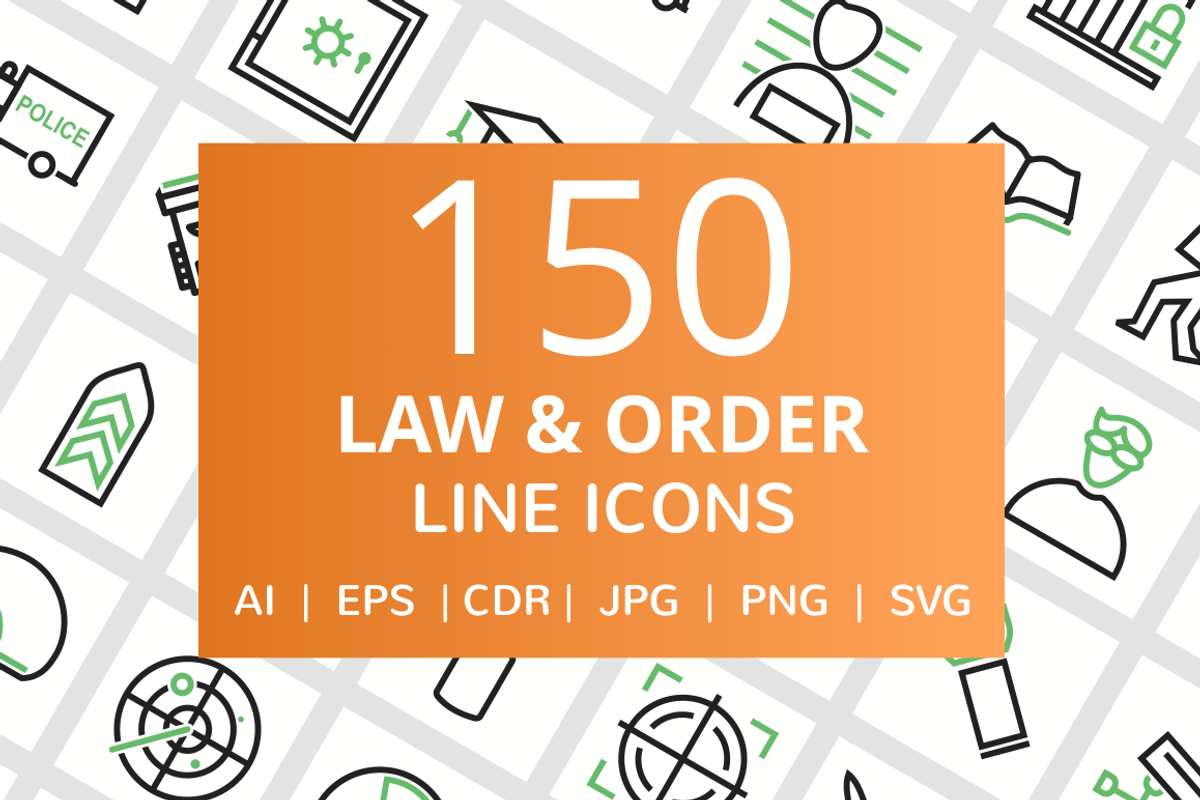 150 Law & Order Line Icons, an Outline Icon by IconBunny (Photo 1 of 6)