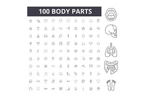 Body Parts Anatomy Line Icons, Signs