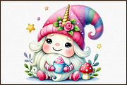 Watercolor Unicorn Gnome Clipart, an Illustration by Sublimation Artist (Thumbnail 6 of 6)