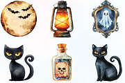 Vintage Halloween Elements Clipart, an Illustration by CraftArtStudio (Thumbnail 2 of 6)
