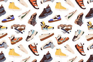 Fashion Sneakers Seamless Patterns