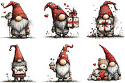 Whimsical Valentine Gnomes Clipart, an Illustration by CraftArtStudio (Thumbnail 4 of 6)