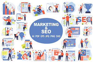 Marketing and SEO Illustrations Pack, an Illustration by Vector Portal