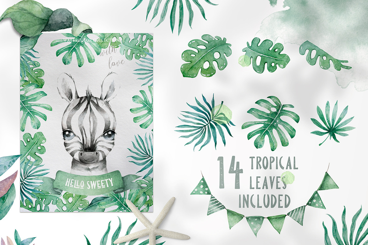 Cute Zebras Watercolor Jungle, an Animal Illustration by Ann Art Houze (Photo 3 of 13)