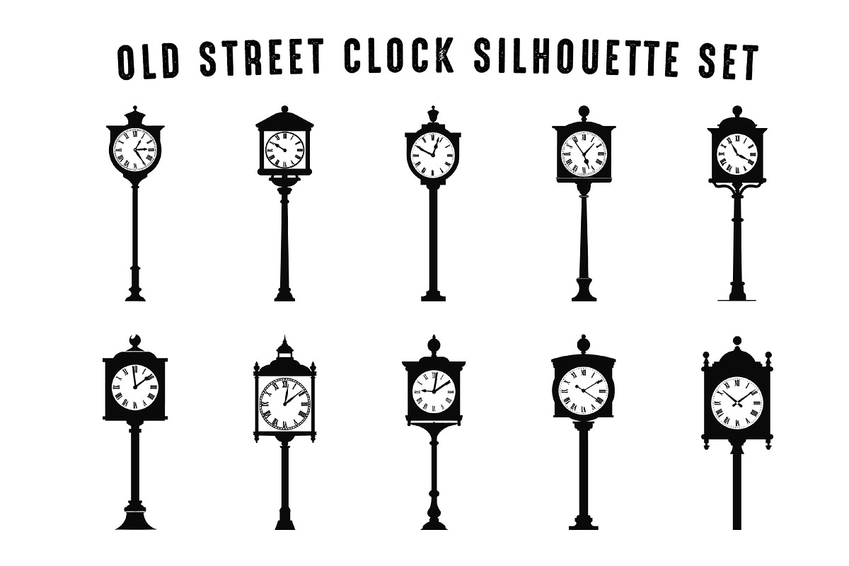 Old Street Clock Silhouette SVG Set, a Technology Illustration by Gfx Expert Team (Photo 3 of 3)