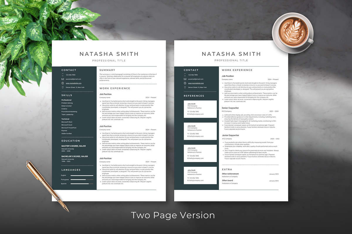 Professional Minimalist Resume Dark, a Resume Template by Helpful Hues (Photo 3 of 8)